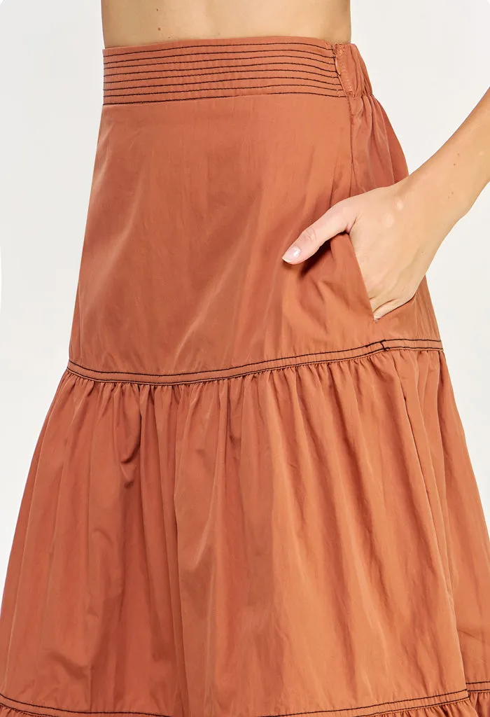 Cindy Midi Skirt-Clay