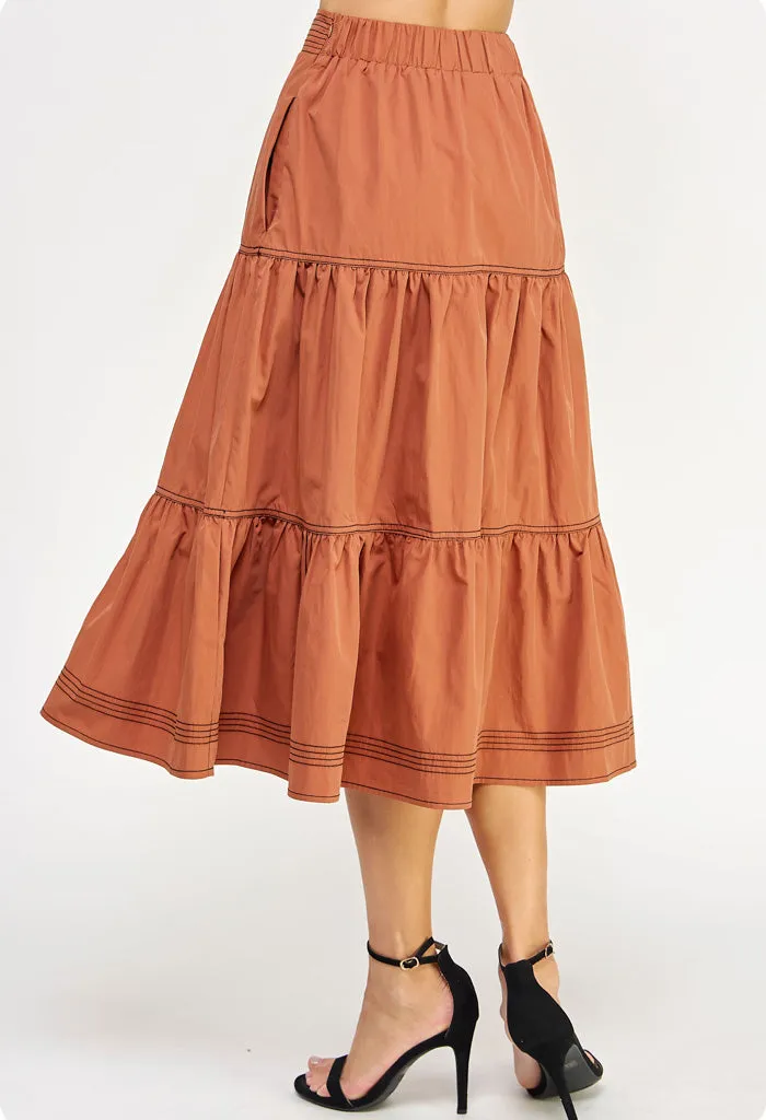 Cindy Midi Skirt-Clay