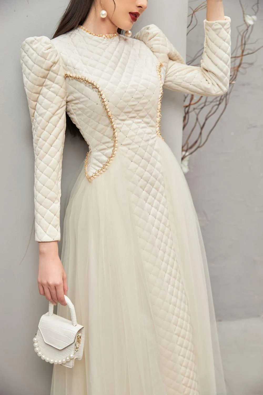 Clara Fit and Flare Round Neck Velvet Midi Dress