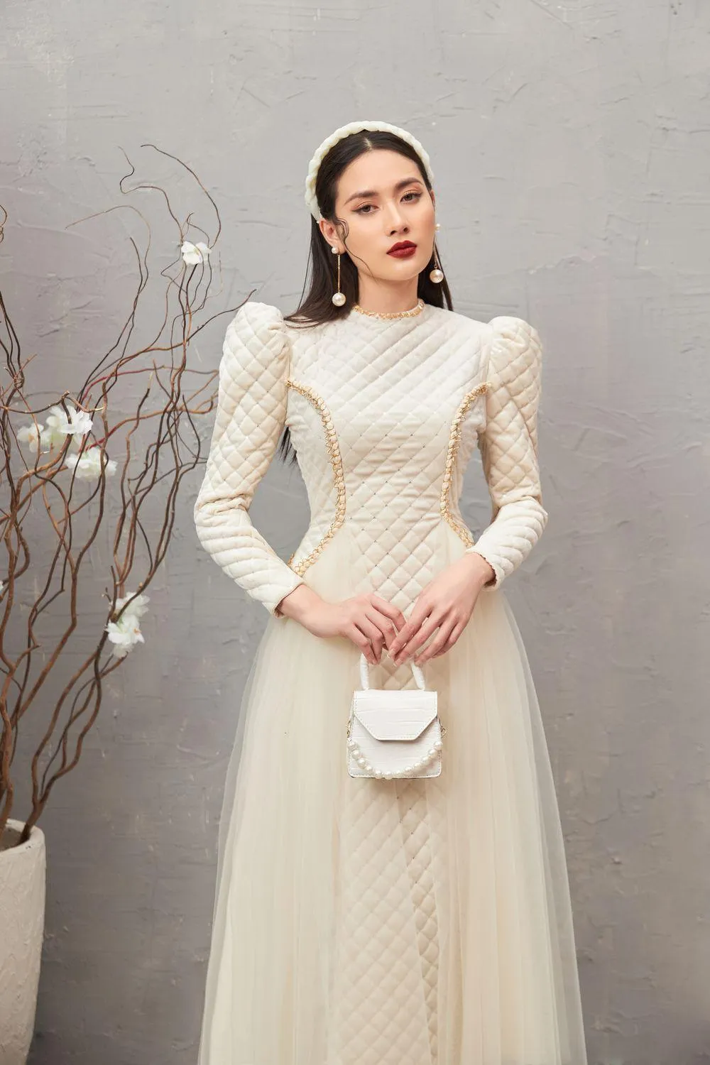 Clara Fit and Flare Round Neck Velvet Midi Dress