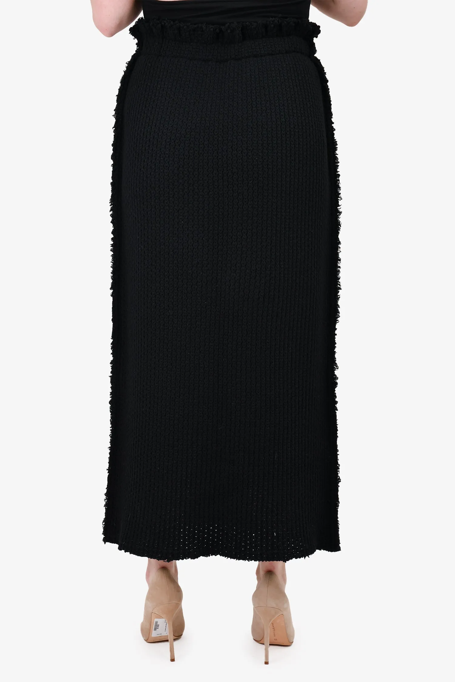 Comme des Garcons Black Wool Knit Midi Skirt Size M