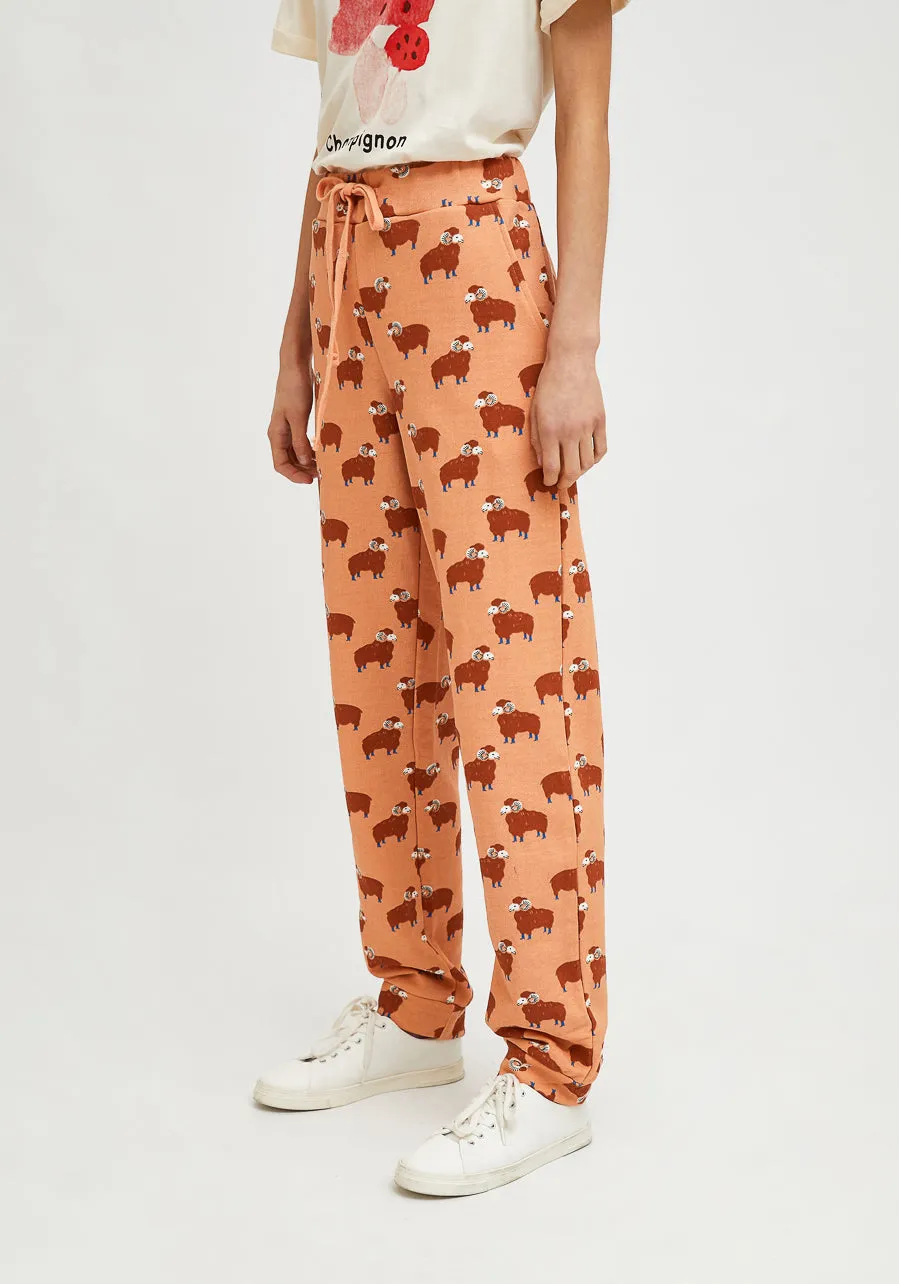 Compania Fantastica  Ram Print Cotton joggers with animal print FA21SEV09
