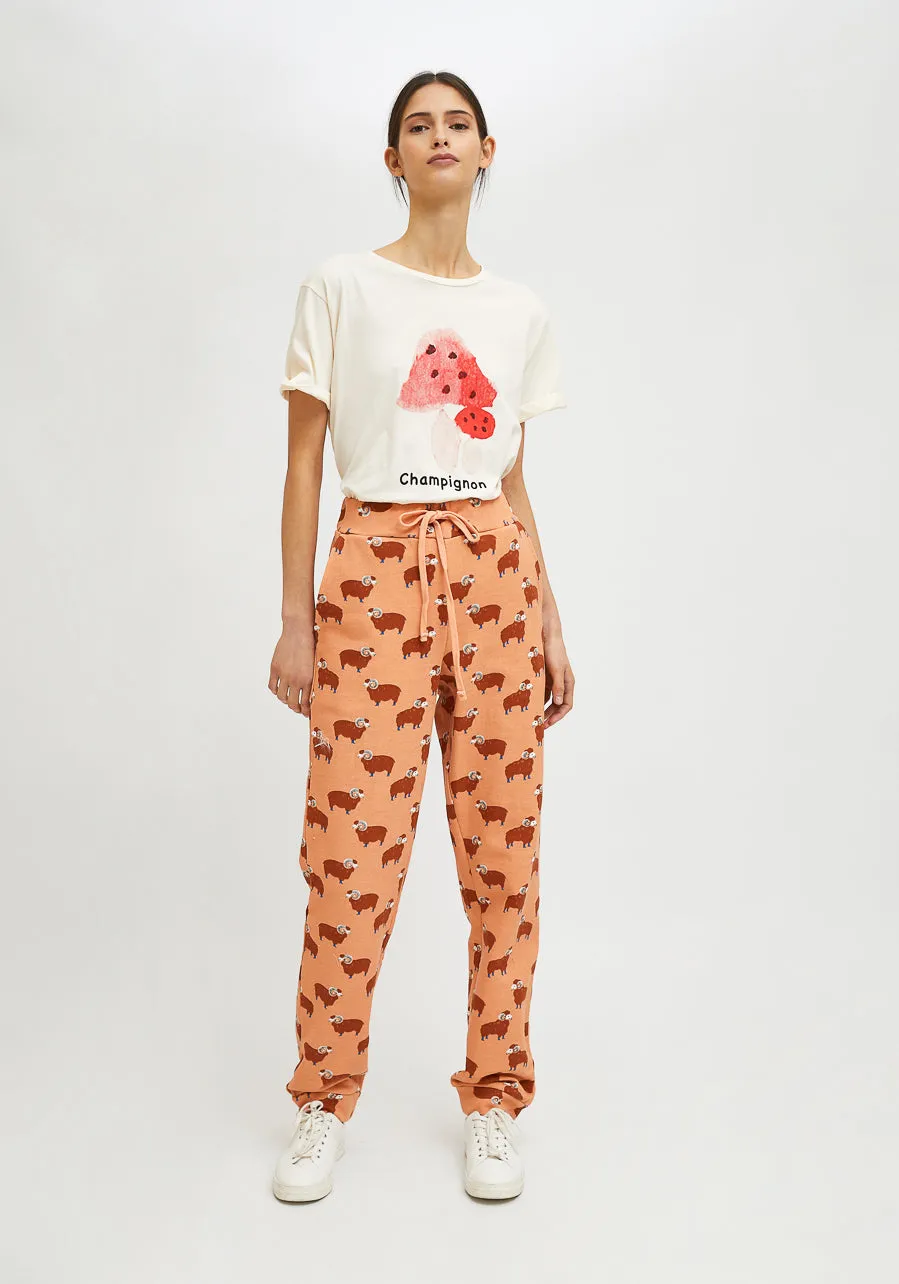 Compania Fantastica  Ram Print Cotton joggers with animal print FA21SEV09