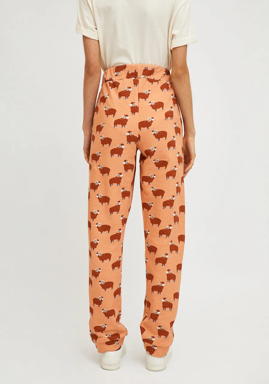 Compania Fantastica  Ram Print Cotton joggers with animal print FA21SEV09