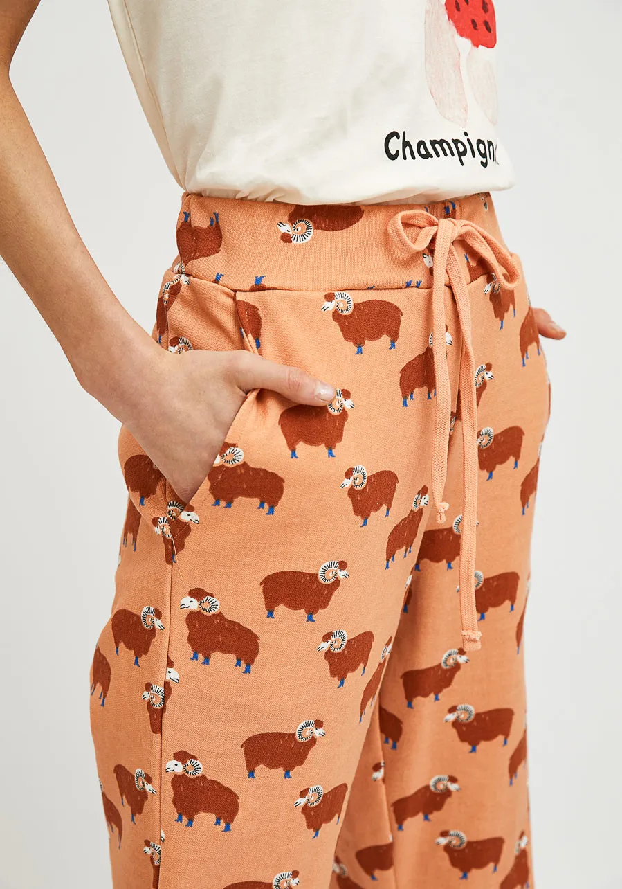 Compania Fantastica  Ram Print Cotton joggers with animal print FA21SEV09