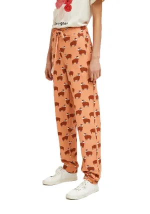 Compania Fantastica  Ram Print Cotton joggers with animal print FA21SEV09