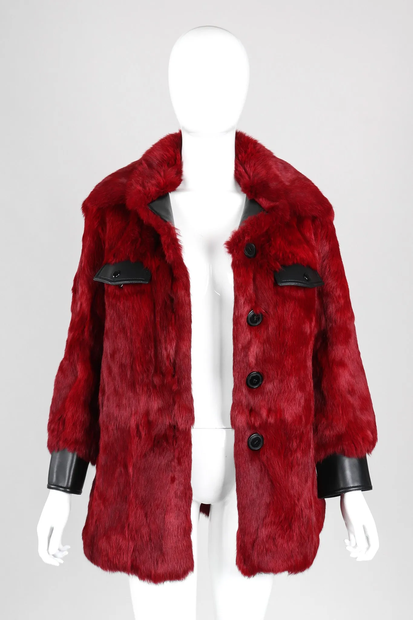 Contrast Trim Fur Coat