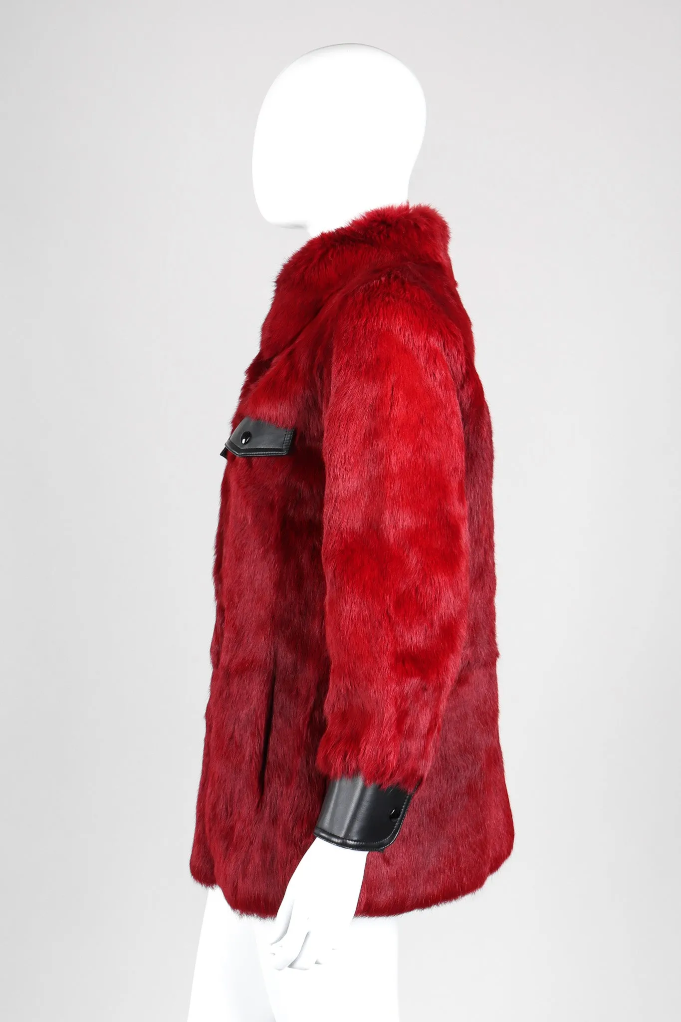 Contrast Trim Fur Coat