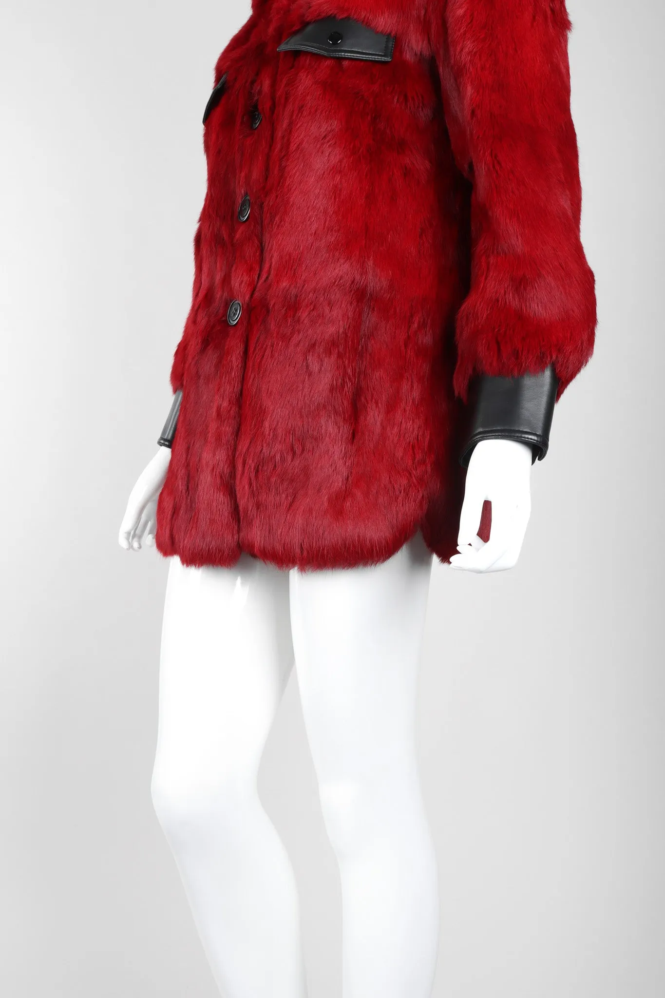 Contrast Trim Fur Coat