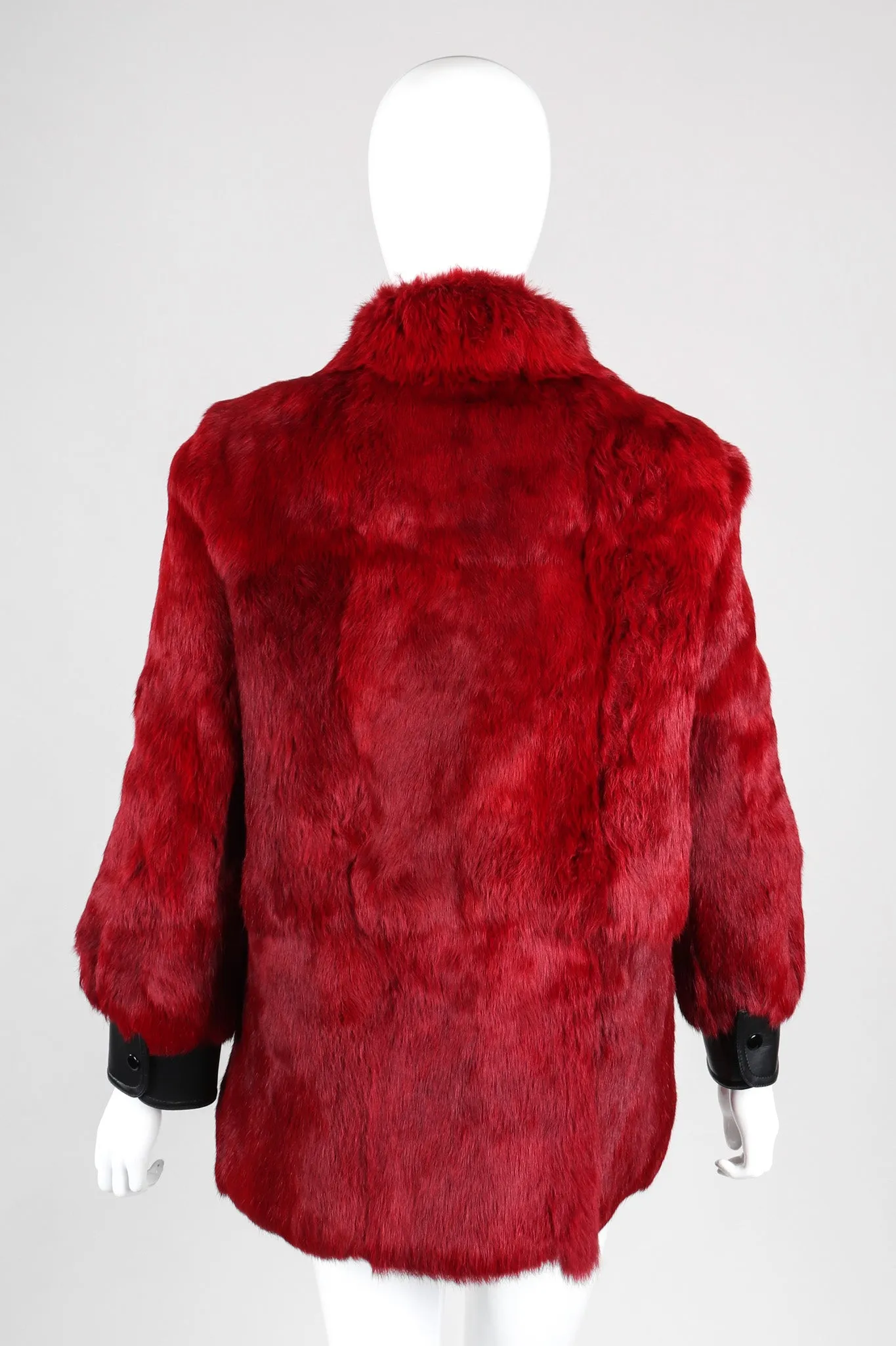 Contrast Trim Fur Coat