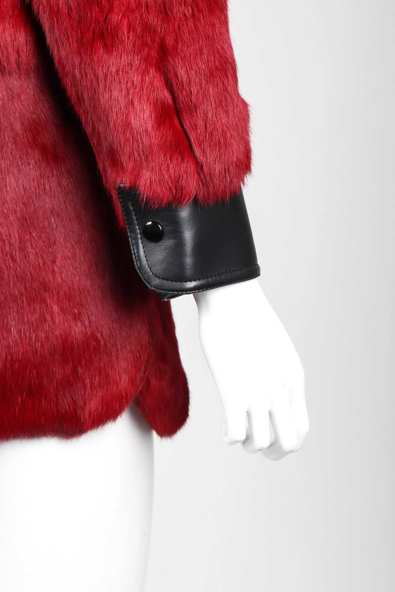Contrast Trim Fur Coat