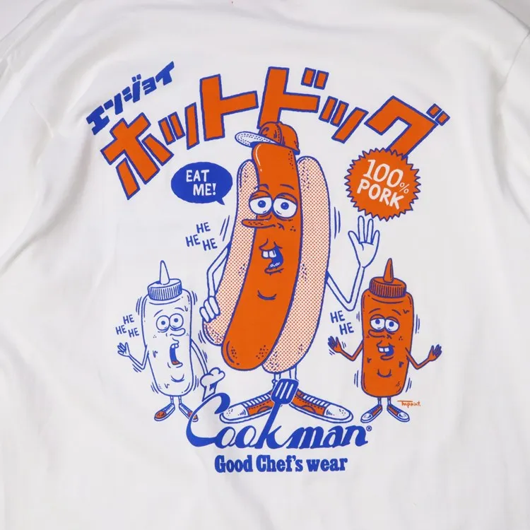 Cookman Long Sleeve T-shirts - TM Paint Hot Dog : White