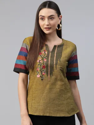 Cottinfab Floral Embroidered Cotton Top