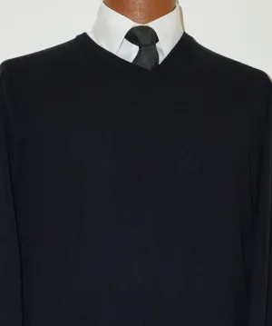 Cotton blend V neck Sweater - Long Sleeve TALL - Navy