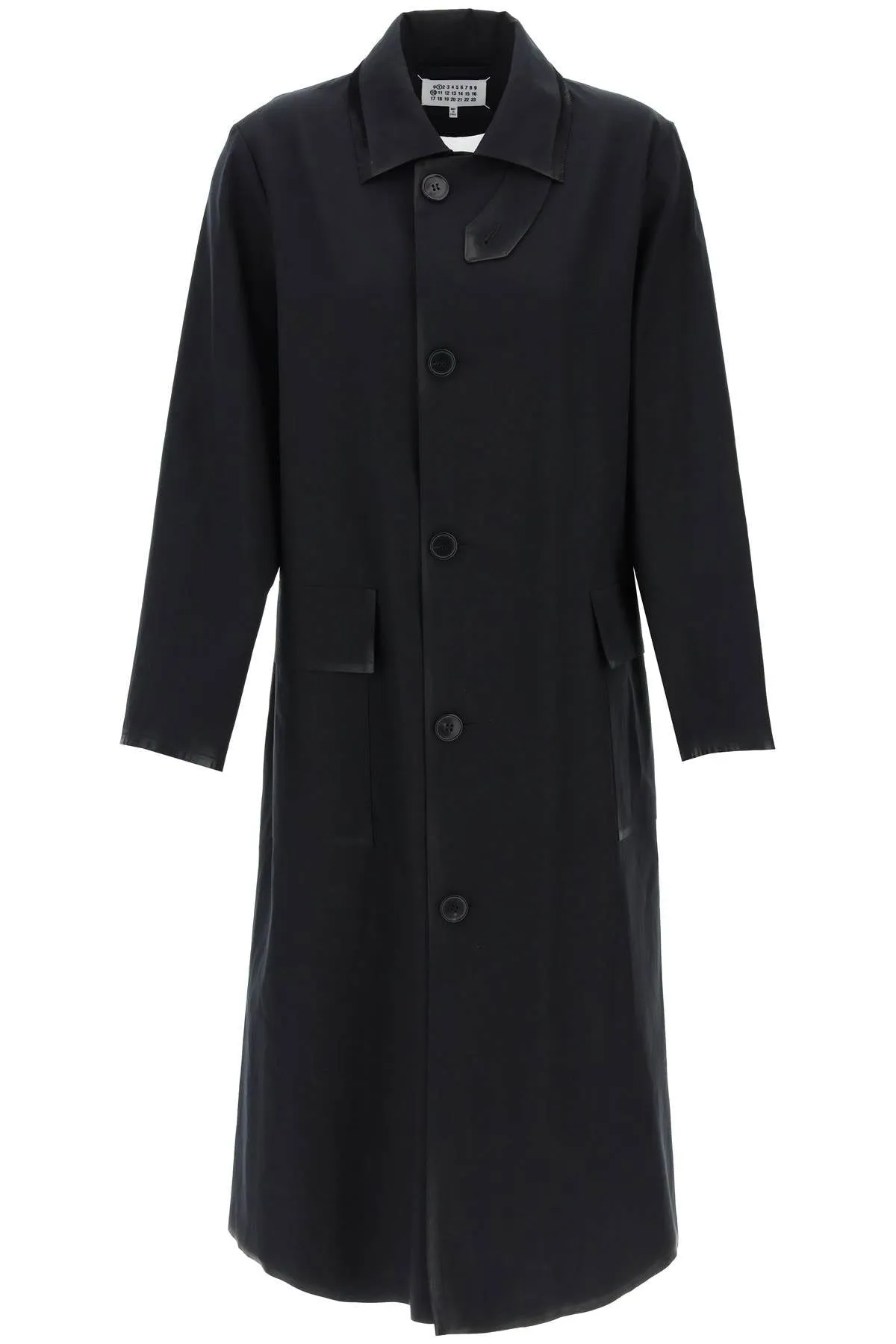 COTTON COAT WITH LAMINATED TRIM DETAILS