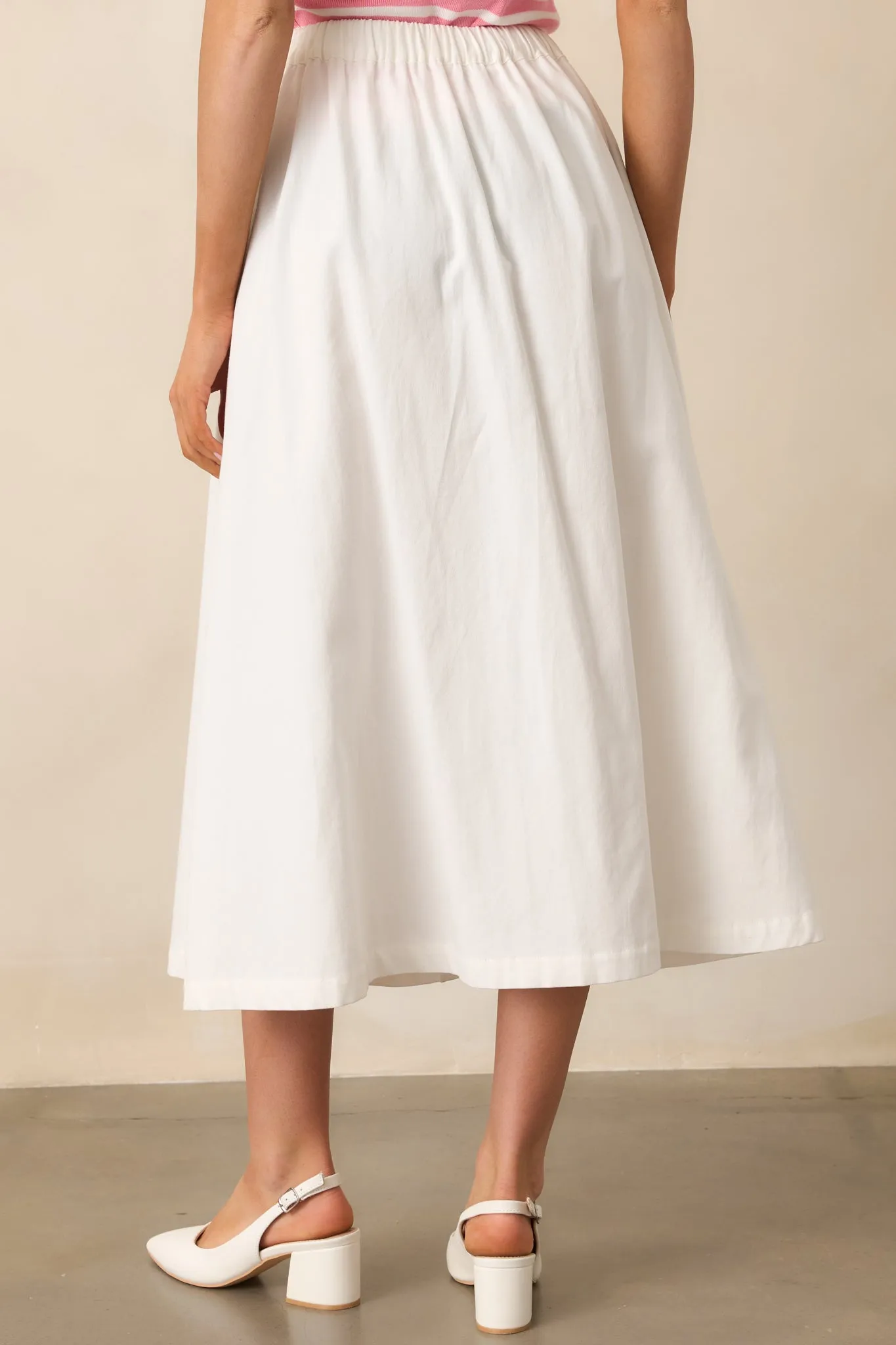 Countryside Charm 100% Cotton Ivory Midi Skirt