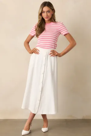 Countryside Charm 100% Cotton Ivory Midi Skirt