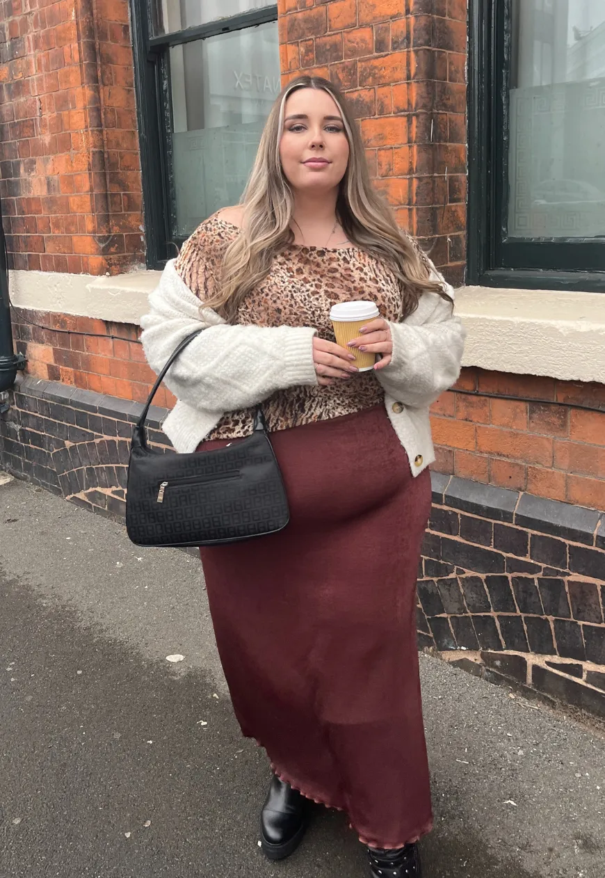 CREAM/HAZELNUT REVERSIBLE MAXI SKIRT