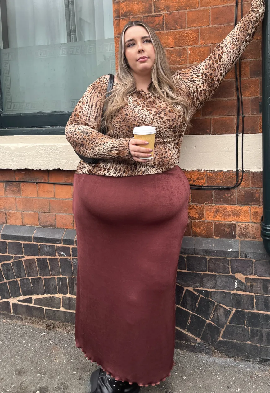 CREAM/HAZELNUT REVERSIBLE MAXI SKIRT