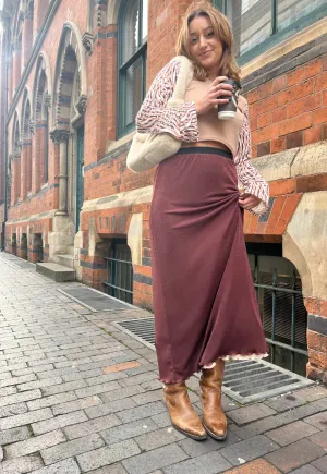 CREAM/HAZELNUT REVERSIBLE MAXI SKIRT