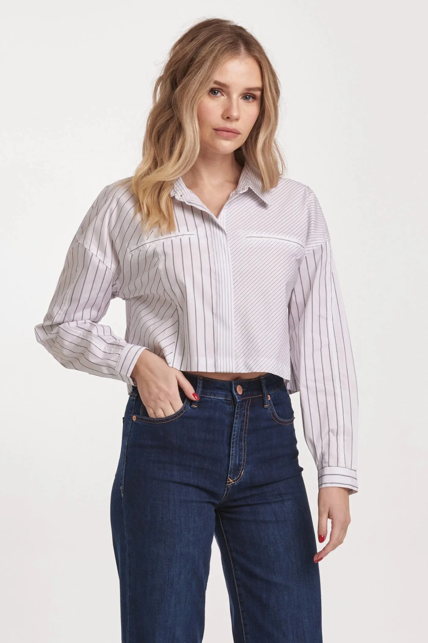 Cropped Arianna Top- Blank Paper