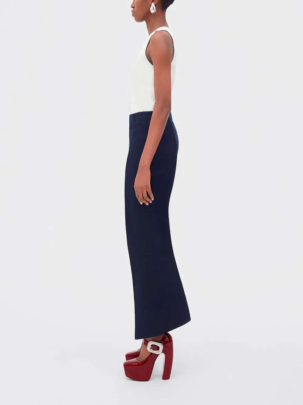 Curved shape cotton canvas trousers