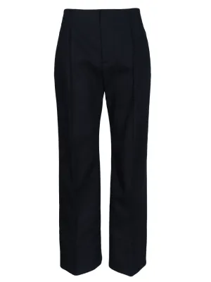 Curved shape cotton canvas trousers