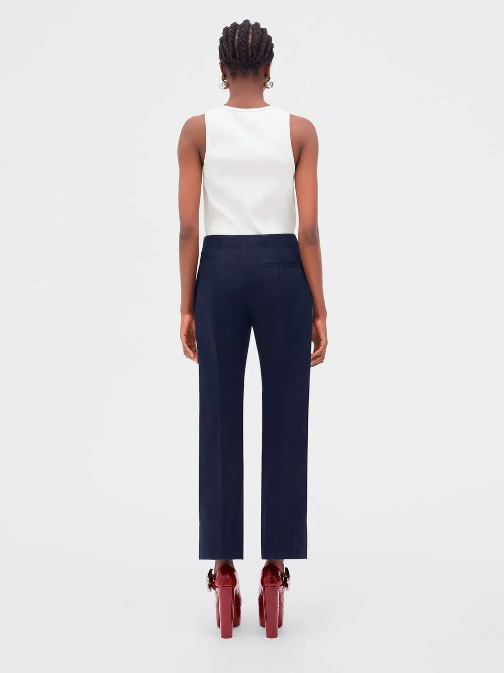 Curved shape cotton canvas trousers