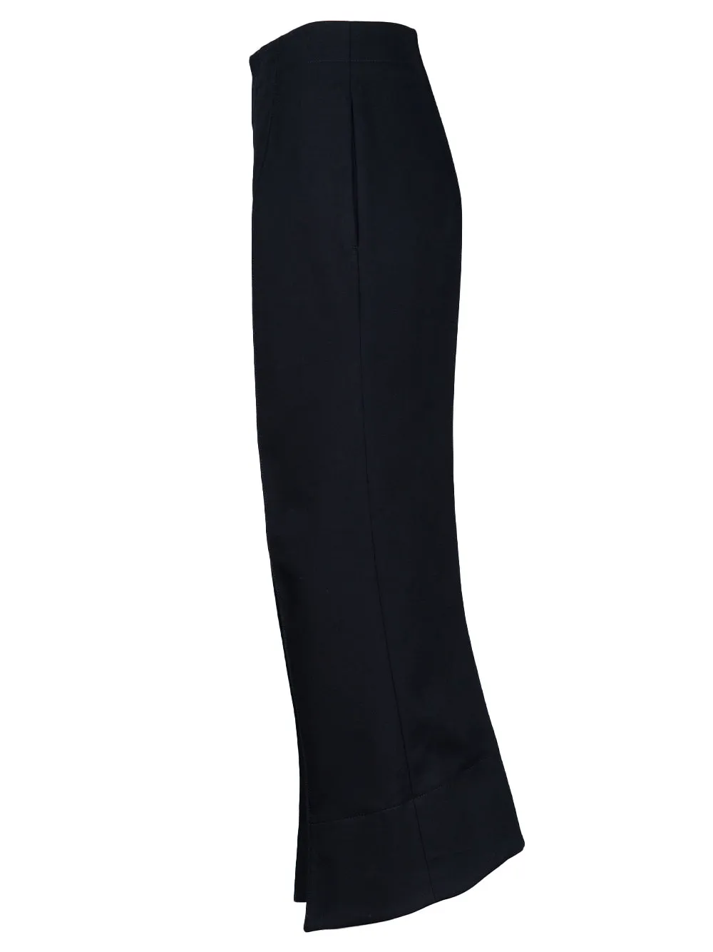 Curved shape cotton canvas trousers