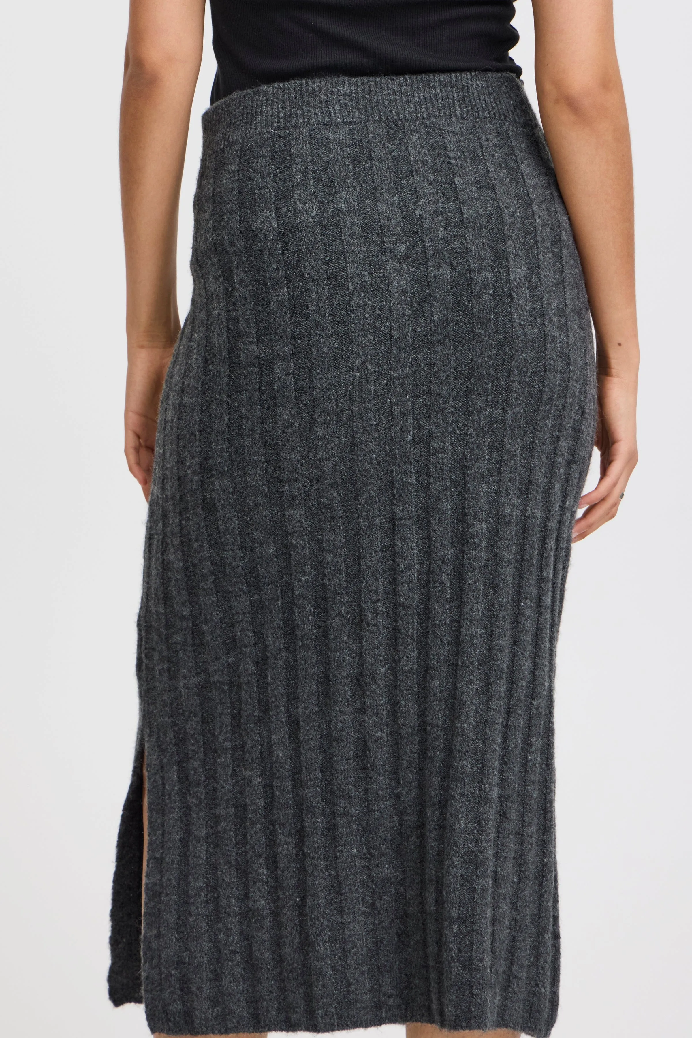 DARK GREY KNIT MIDI SKIRT