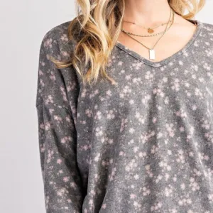 Delicate Floral Print Long Sleeve Top
