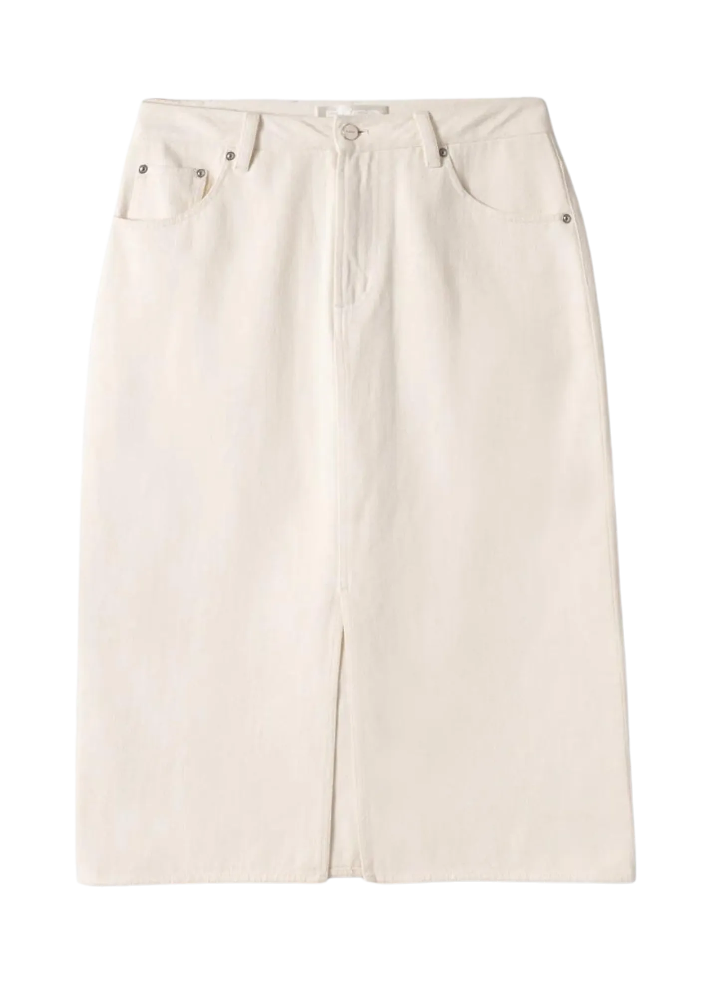 Denim Midi Skirt - Ecru