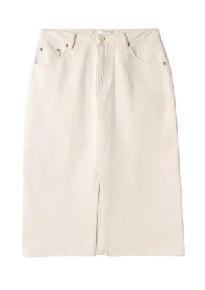 Denim Midi Skirt - Ecru