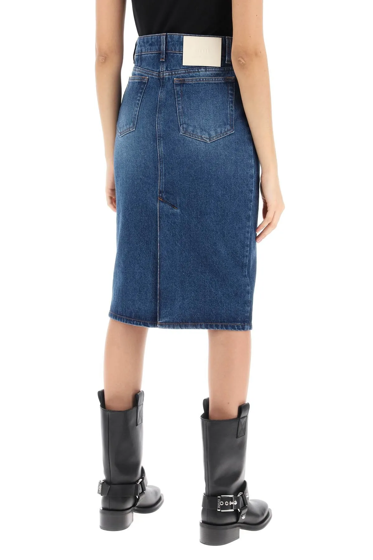 denim midi skirt in seven