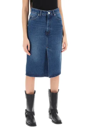 denim midi skirt in seven