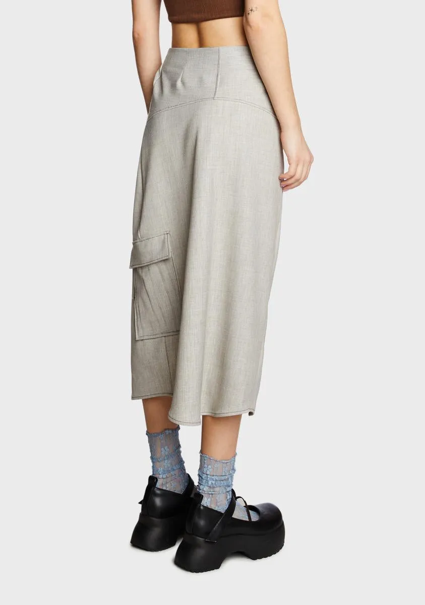 Denim Tie Long Skirt