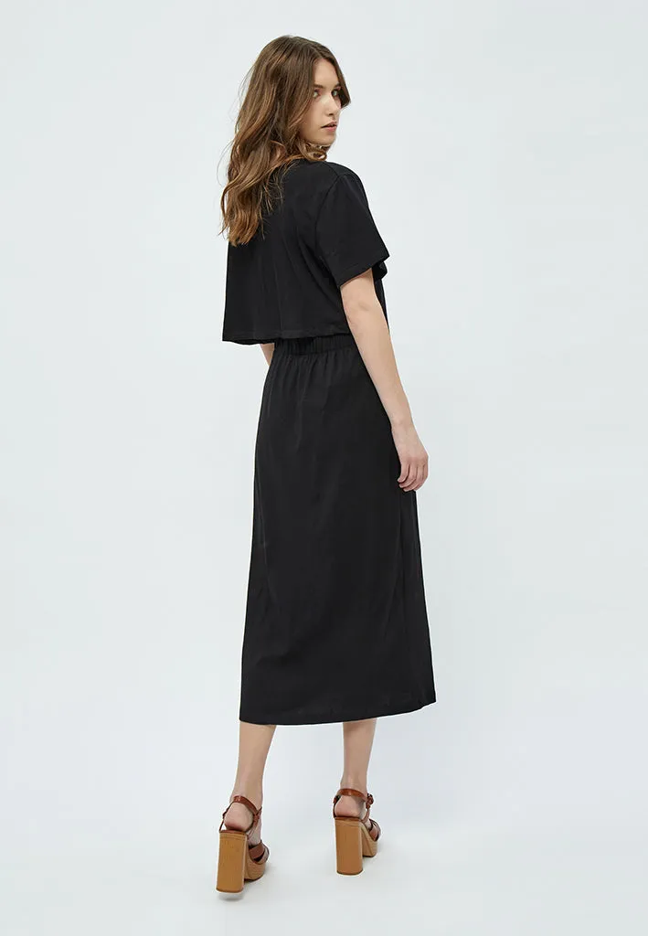 Dina GOTS Short Sleeve Midcalf Dress - Black