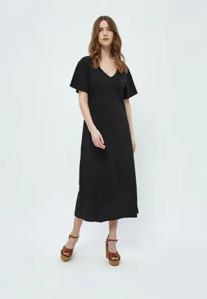 Dina GOTS Short Sleeve Midcalf Dress - Black