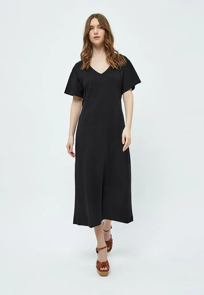 Dina GOTS Short Sleeve Midcalf Dress - Black