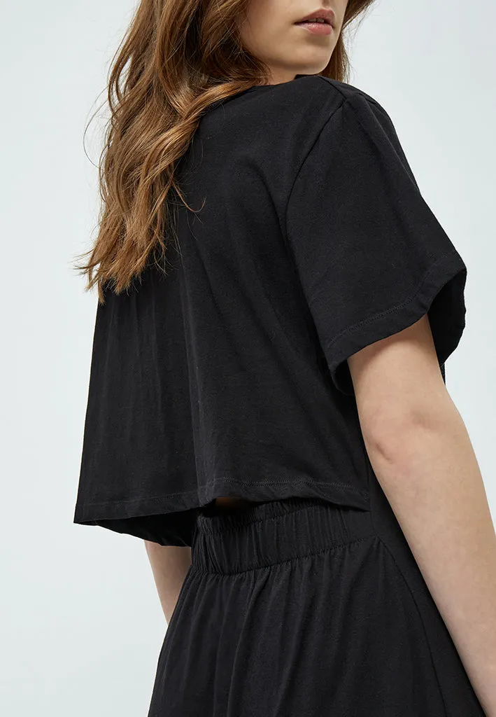 Dina GOTS Short Sleeve Midcalf Dress - Black