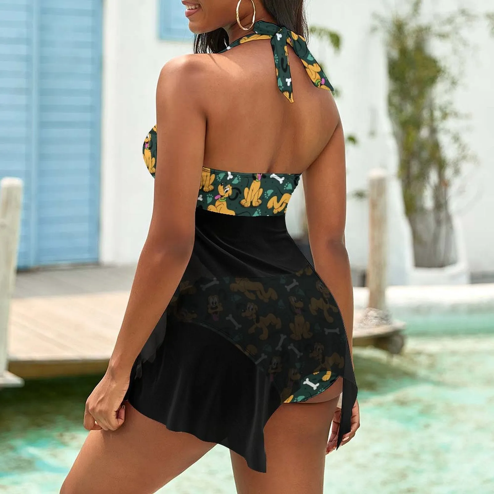 Disney Pluto Life Is Better With A Dog Women's Split Skirt Swimsuit