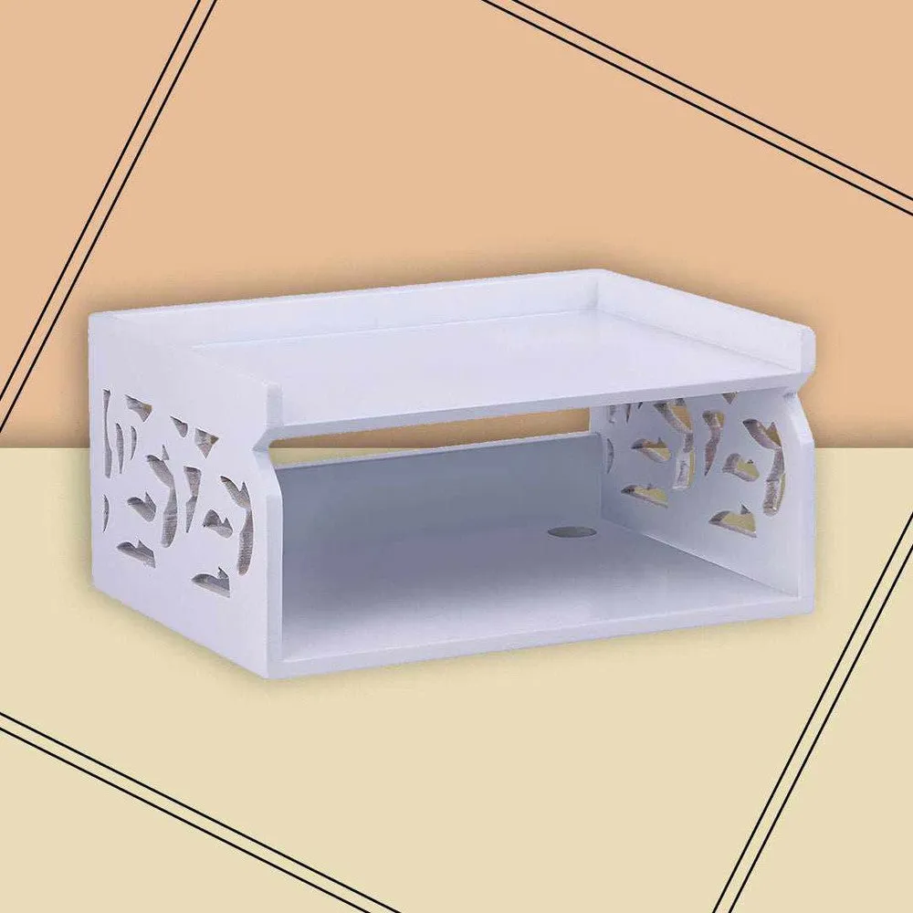 Double layer wall mounted Wooden set top box holder