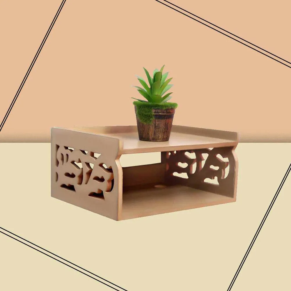 Double layer wall mounted Wooden set top box holder