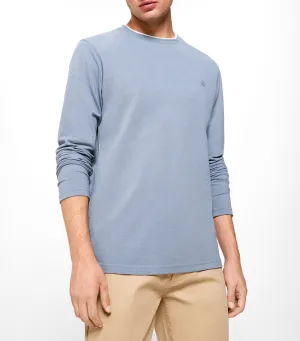 Double Melange Long Sleeve T-Shirt Blue