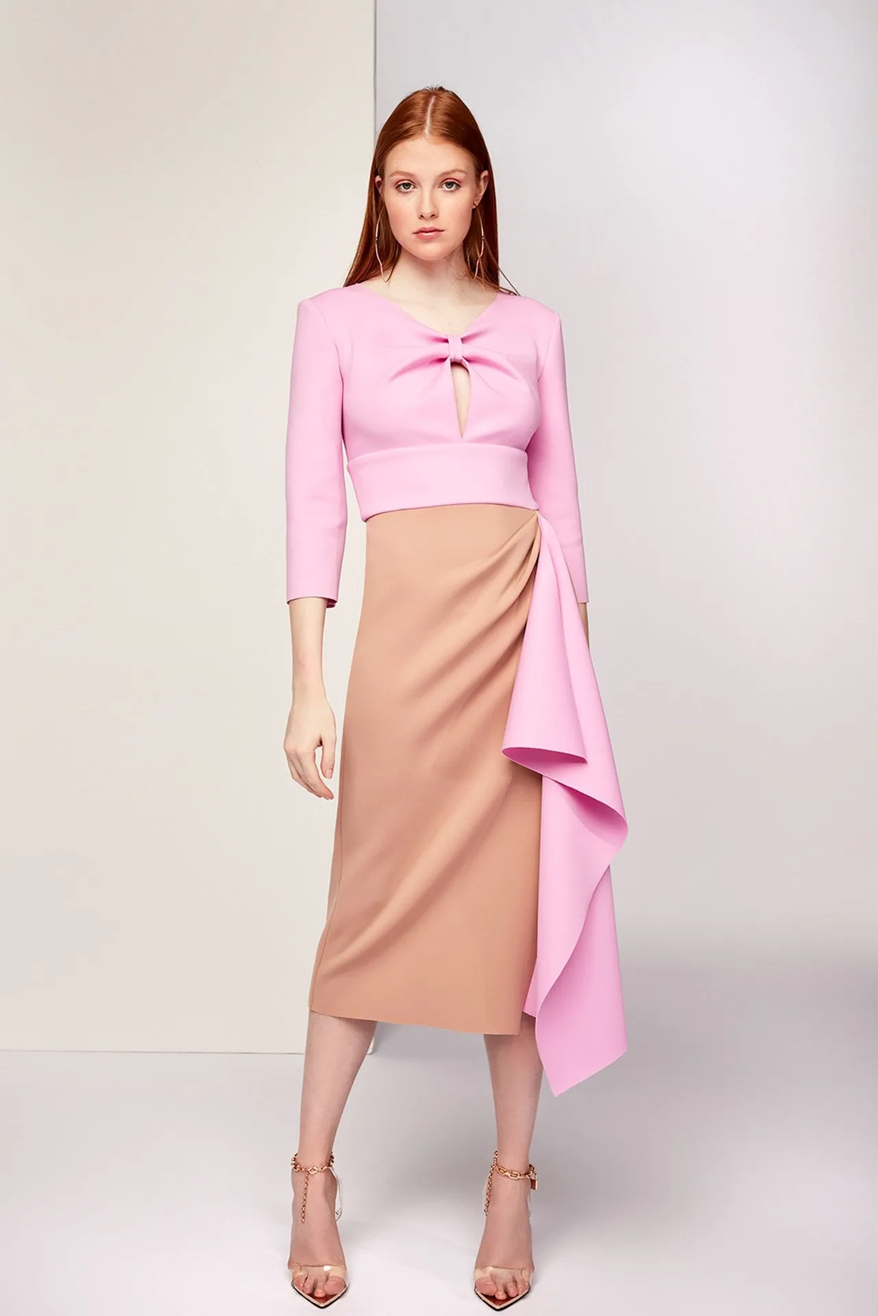 Double-Toned Fitted Midi Dress