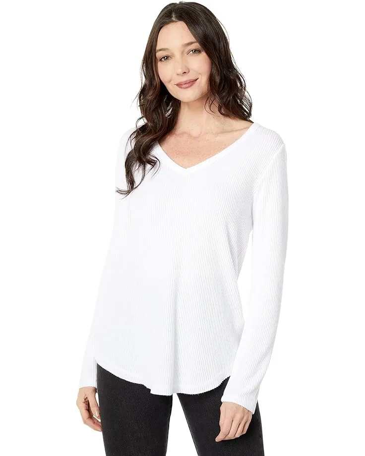 Dylan Waffle Raglan V-Neck White