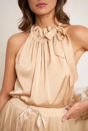Elizabeth Satin Top - Champagne