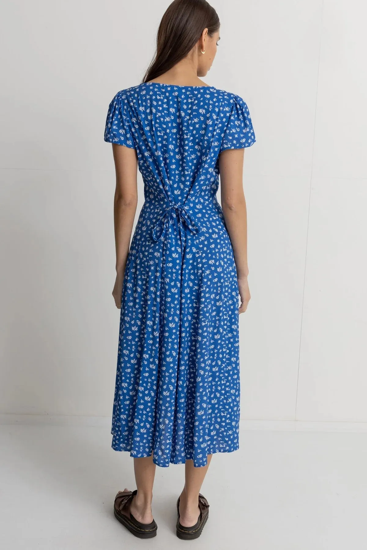 Elodie Floral Midi Dress - Blue
