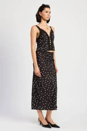 Emory Park Satin Midi Skirt With Lace Trim