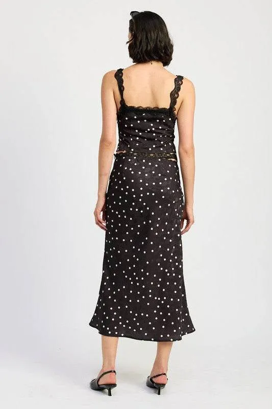 Emory Park Satin Midi Skirt With Lace Trim